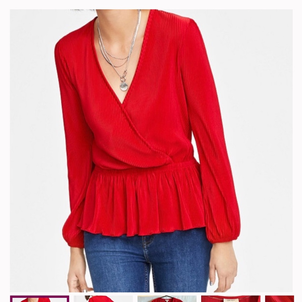 Red Wrap Blouse Top